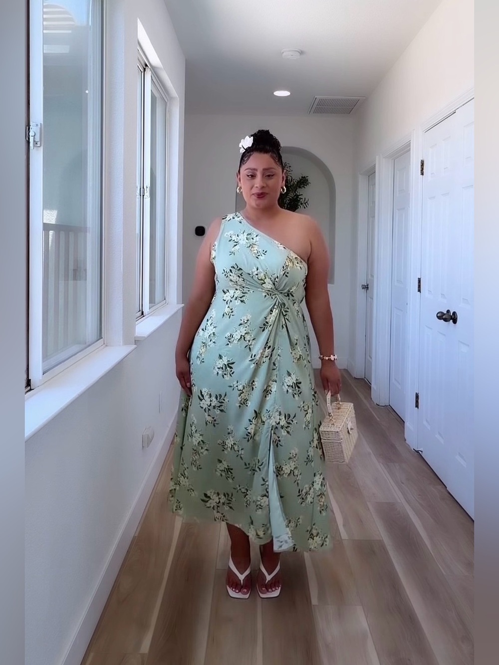 Green floral dress